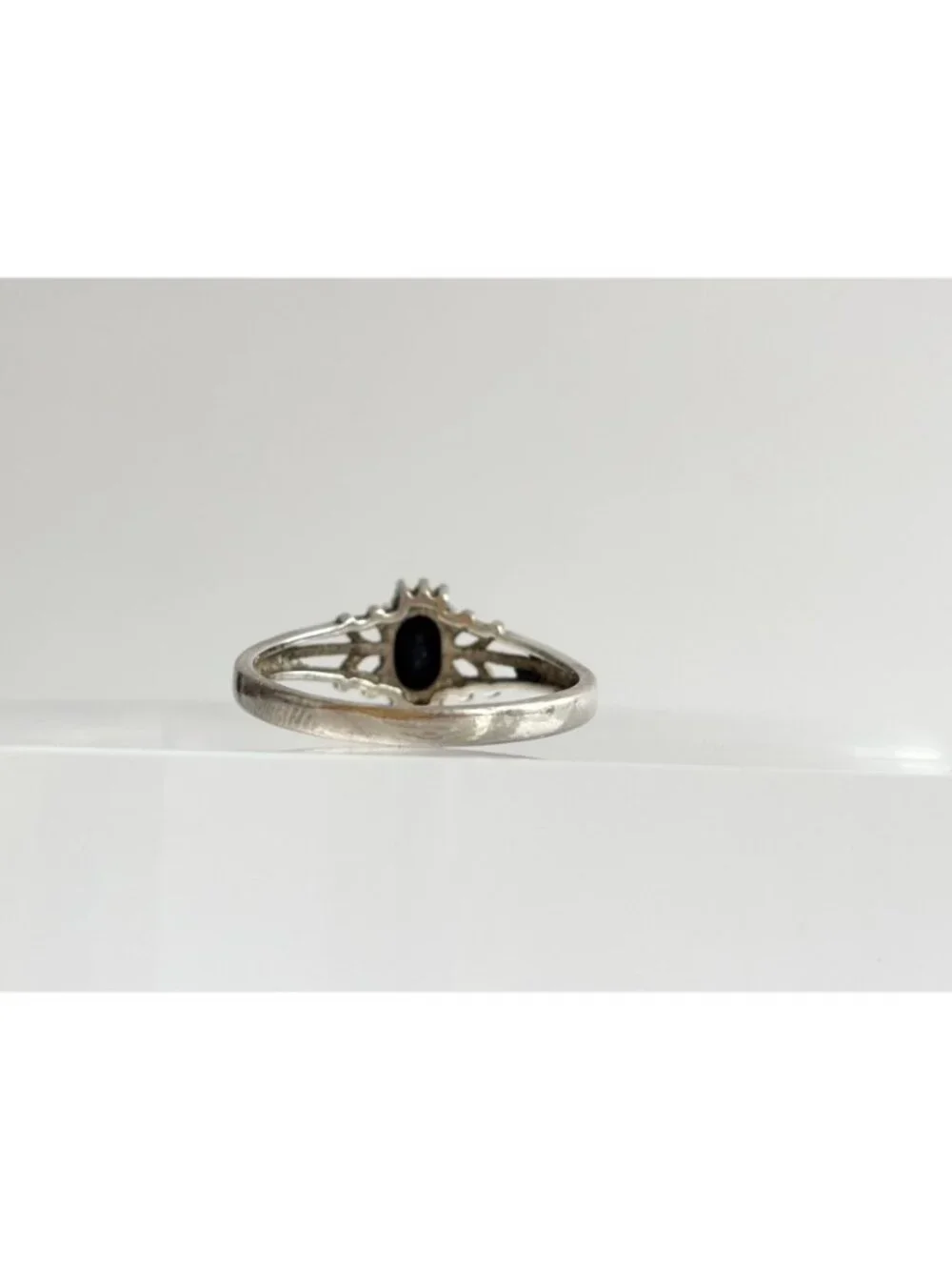 NVC Oval Black Onyx Geometric Art Deco Sterling Silver 925 Vintage Ring - sz 10